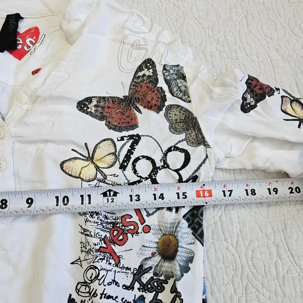 Desigual Graphic Top Long-Sleeved Tunic Boho Euro - Small - Picture 4 of 5